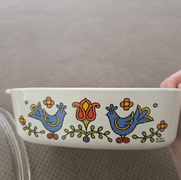 Corning Ware Vintage 1975 Country Festival Blue Bird 1 Quart Casserole Dish w/Li - Picture 5 of 16
